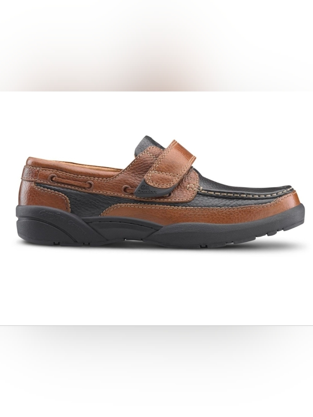 Men's Two-Tone Brown and Black Leather Slip-On Moccasin